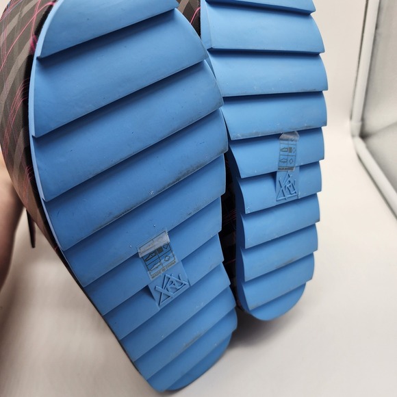 Monster High YRU Dune Platform Wedge Boots Size 10 Plaid Goth Pink Blue - Picture 5 of 8